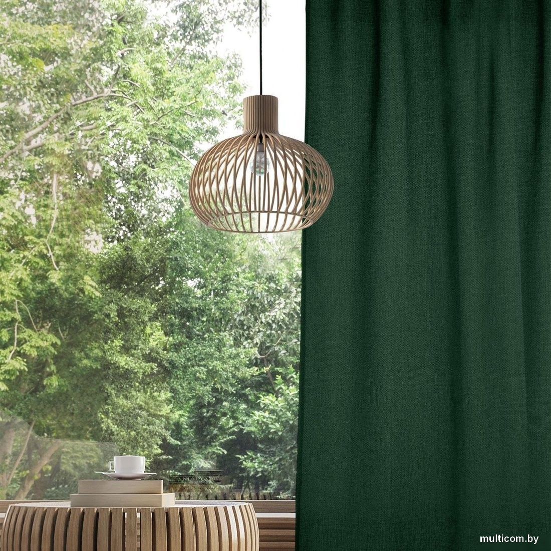 Комплект штор Волшебная ночь Рогожка с подхватами 165x270/791108 (2 шт, изумруд)