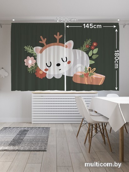 Комплект штор JoyArty Котик с рожками Oxford DeLux 1.45x1.8 м pox_380801 (2 шт)