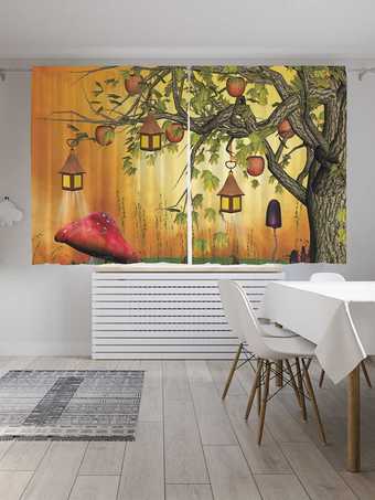 Комплект штор JoyArty Лесной сад с фонарями 1.45x1.8 м (2 шт)