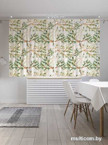 Комплект штор JoyArty Ветки хвои 1.45x1.8 м pox_185484_145x180 (2 шт)