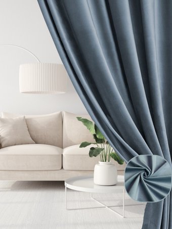 Комплект штор Soft Lines Бархат 9137-А27 (150x250, голубой)