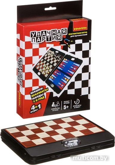 Шахматы/шашки/нарды Bondibon Удачная партия 4в1 ВВ3481