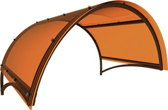 Козырек Импласт Арка Полимер 1500х1050 Янтарь (с сотовыйм поликарбонатом 6мм)