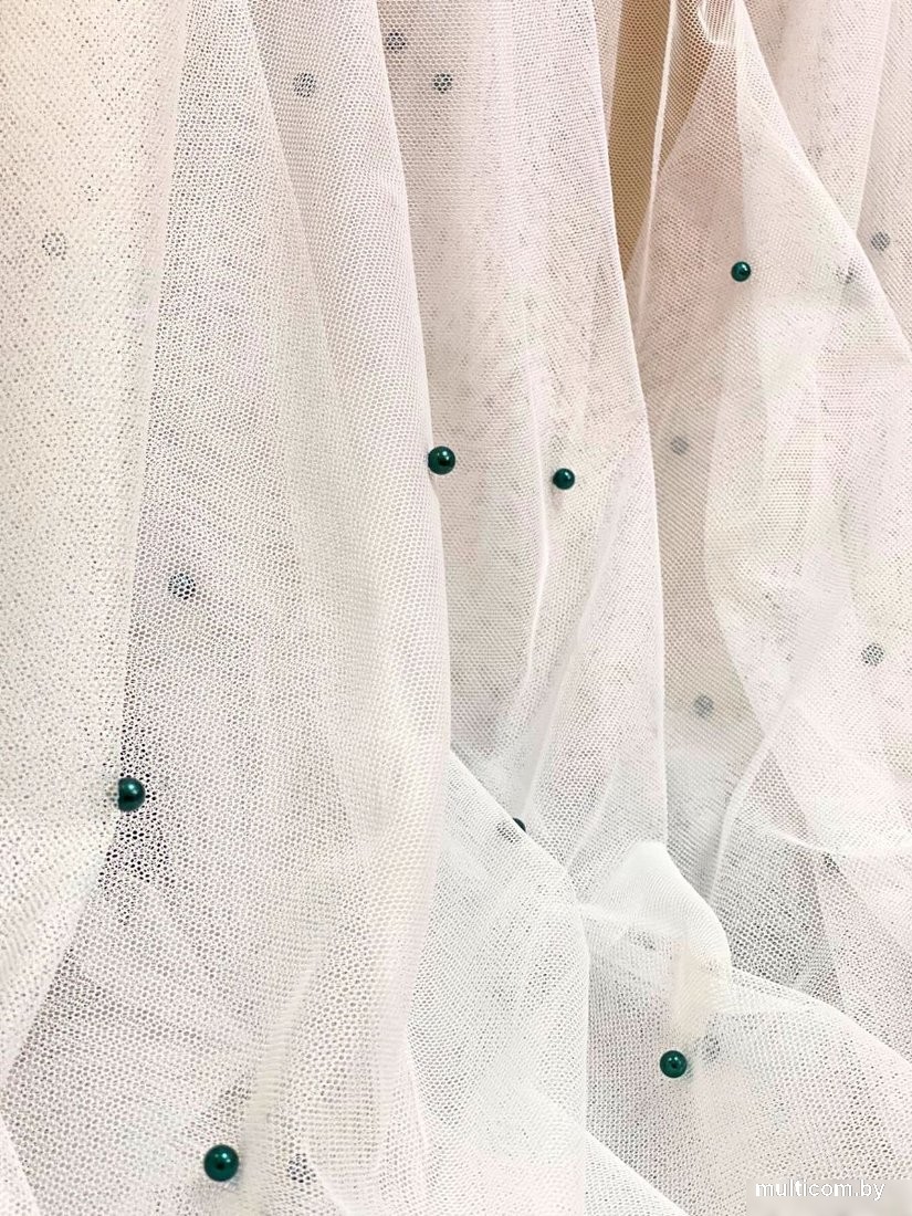 Тюль Модный текстиль 112MTPERL02 (240x600, белый/изумруд)