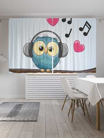 Комплект штор JoyArty Сова меломан Oxford DeLux 1.45x1.8 м (2 шт)