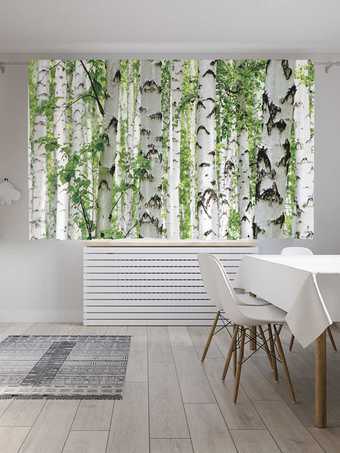 Комплект штор JoyArty Березы умиляют Oxford DeLux 1.45x1.8 м (2 шт)