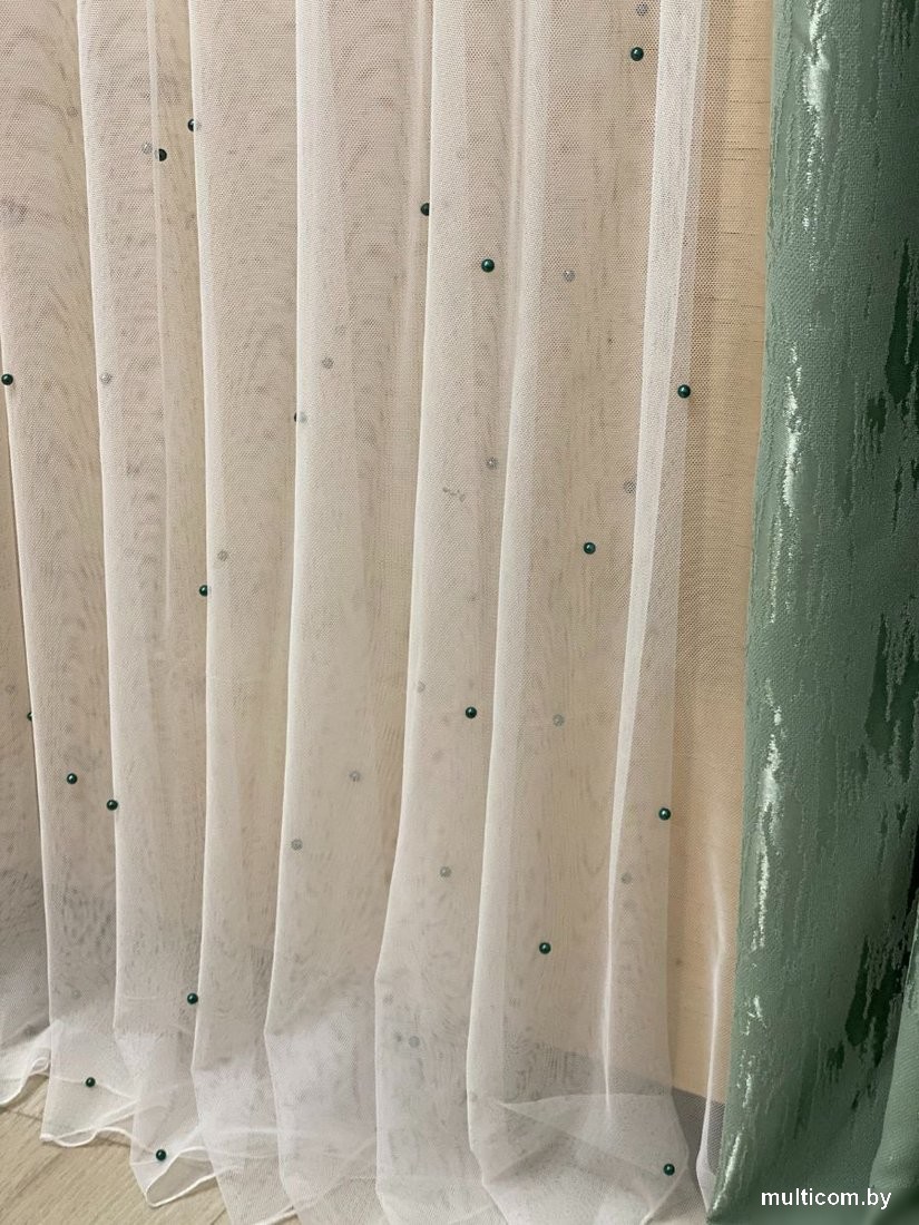 Тюль Модный текстиль 112MTPERL02 (240x600, белый/изумруд)