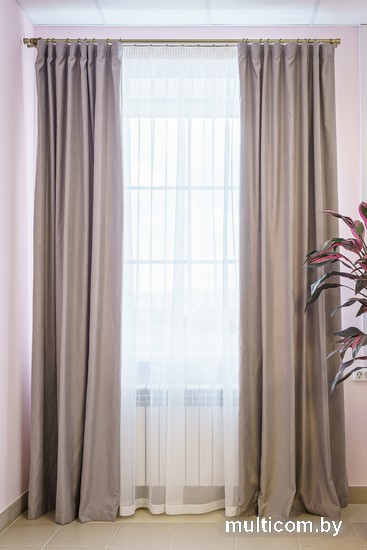 Комплект штор Decoretto Нубук НСС-K17 1.25x2.6 м (светло-серый, 2 шт)