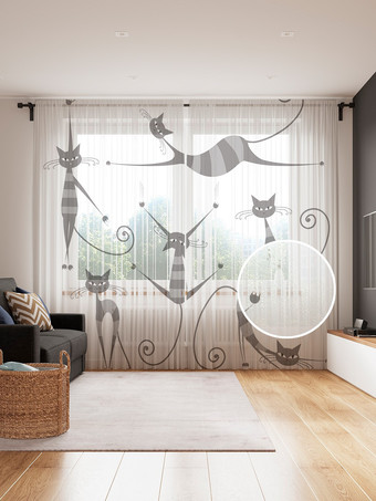 Комплект штор JoyArty Полосатые коты 1.45x2.65 м tul_25249_145x265 (2 шт)