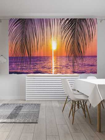 Комплект штор JoyArty Закат под пальмой Oxford DeLux 1.45x1.8 м (2 шт)