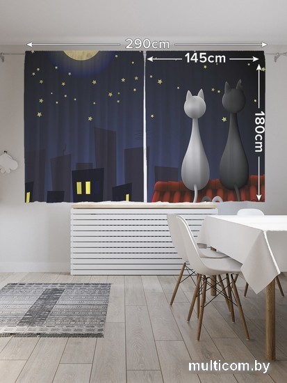 Комплект штор JoyArty Кошачья романтика на крыше 1.45x1.8 м pox_1182_145x180 (2 шт)