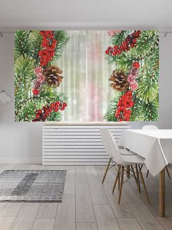 Комплект штор JoyArty Украшенные елки 1.45x1.8 м (2 шт)