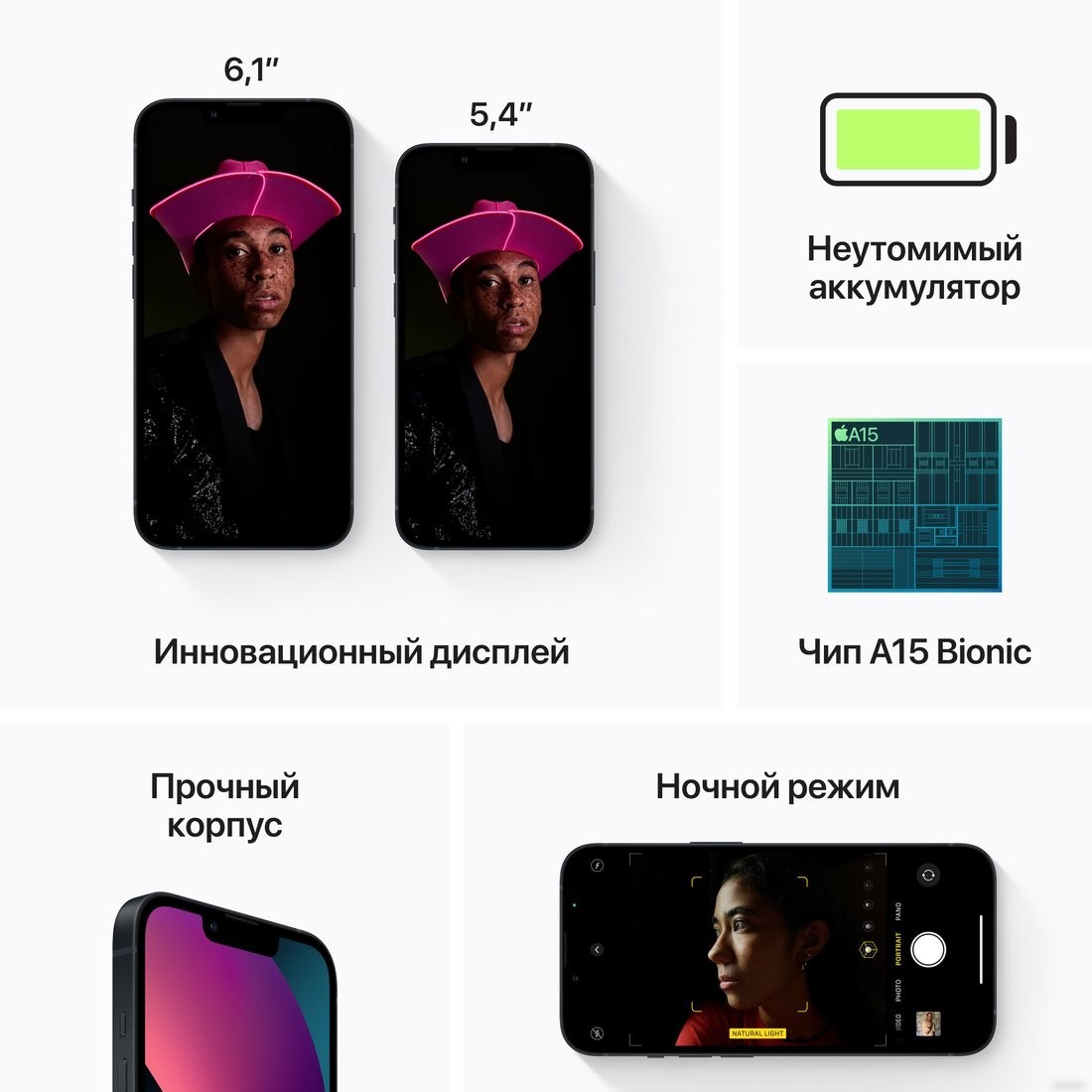 Телефон Apple iPhone 13 256GB (темная ночь)
