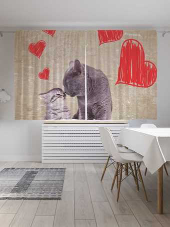 Комплект штор JoyArty Любвеобильные коты Oxford DeLux 1.45x1.8 м (2 шт)