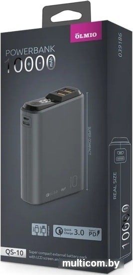 Портативное зарядное устройство Olmio QS-10 10000mAh (темно-серый)