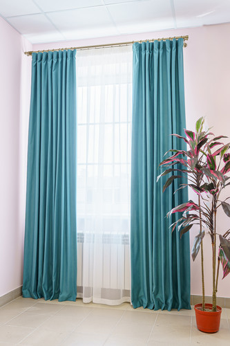 Комплект штор Decoretto Нубук НЯБ-K28 1.25x2.6 м (бирюзовый, 2 шт)