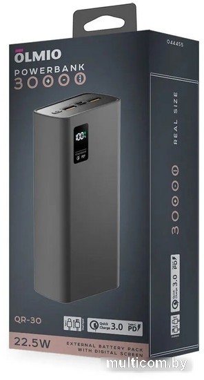 Внешний аккумулятор Olmio QR-30 30000mAh (серый)