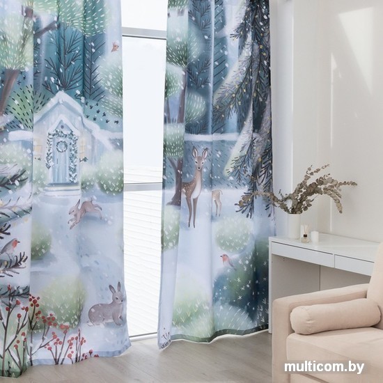 Комплект штор Этель Зимний лес 7787662 (1.45x260. разноцветный 2 шт)