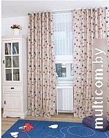 Комплект штор Delfa СШД-050 Sky Loneta (160x270, красные звезды/rojo)