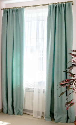 Комплект штор Decoretto Рогожка лагуна РЛ-K15 2.13x2.6 м (бирюзовый, 2 шт)