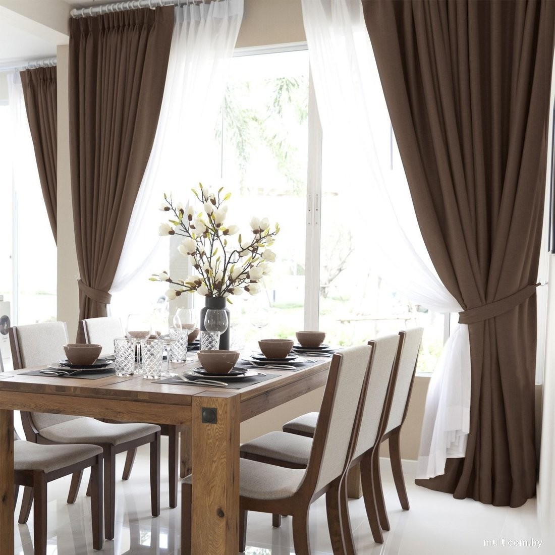 Штора Волшебная ночь Рогожка 165x270 767272 (шоколад)