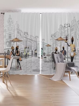 Комплект штор JoyArty Летние столики кафе p_68156 (145x265)