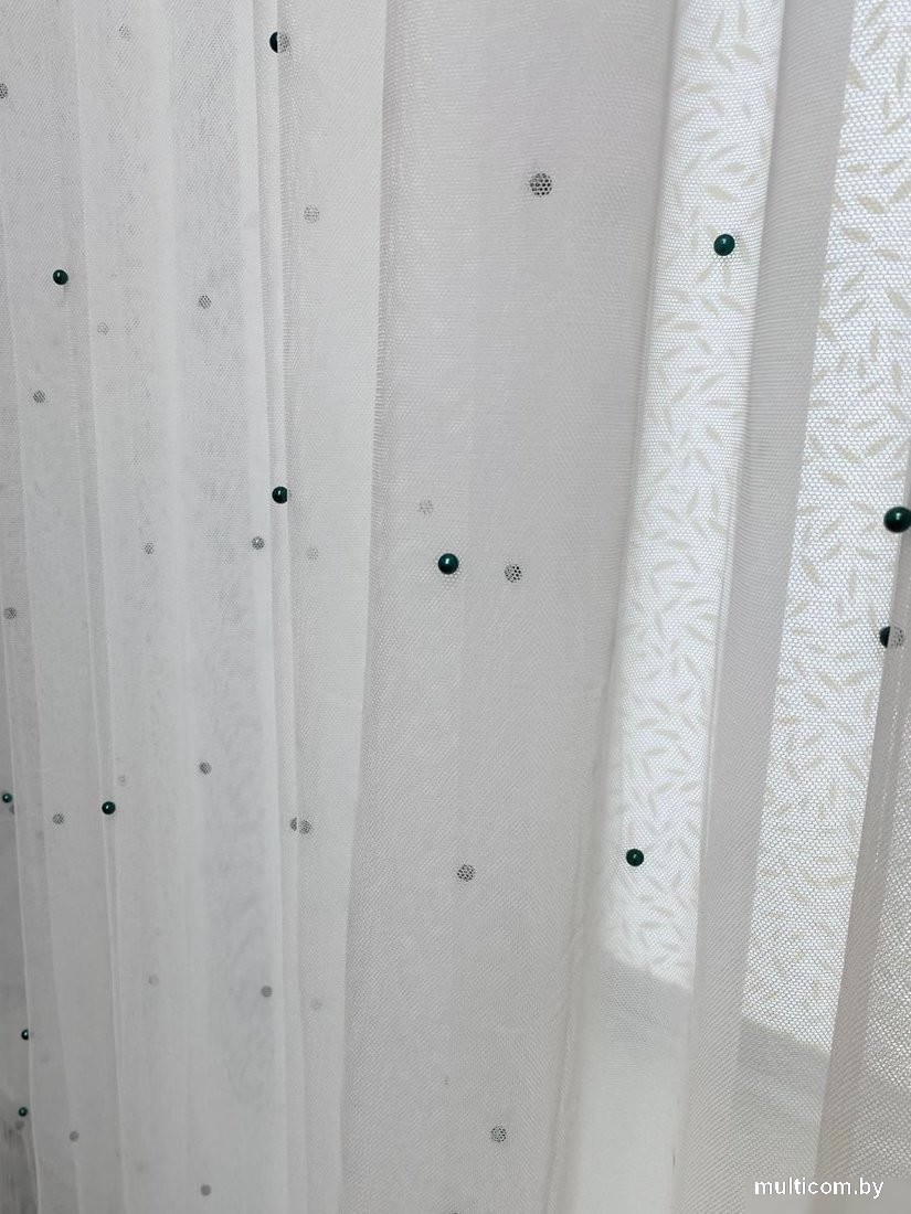Тюль Модный текстиль 112MTPERL02 (240x600, белый/изумруд)