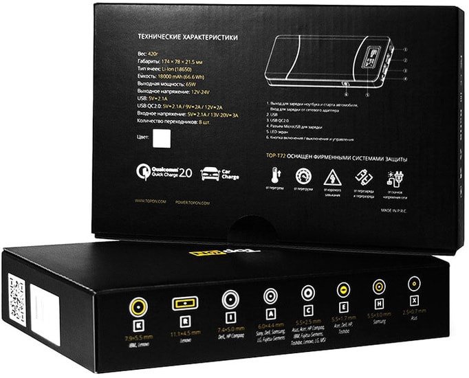 Портативное зарядное устройство TopON TOP-T72 (белый)