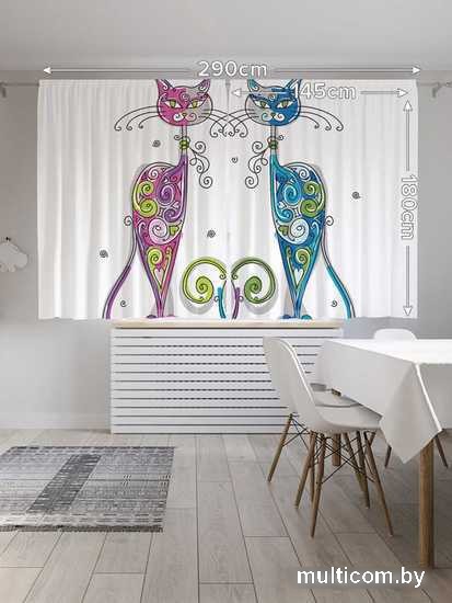Комплект штор JoyArty Кошачья комбинация 1.45x1.8 м pox_9651_145x180 (2 шт)