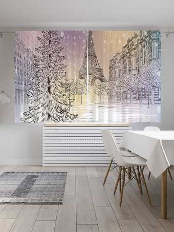 Комплект штор JoyArty Снежный париж 1.45x1.8 м pox_18891_145x180 (2 шт)