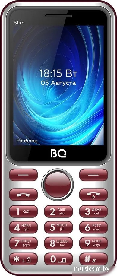 Кнопочный телефон BQ BQ-2833 Slim (бордовый)