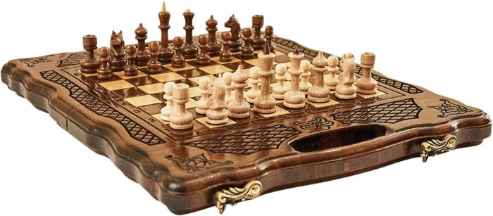 Шахматы/шашки/нарды Haleyan резные 139 с ручкой 30 kh139-3