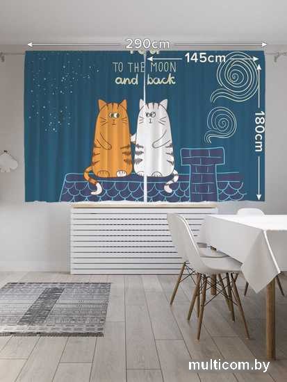 Комплект штор JoyArty Влюбленные коты на крыше 1.45x1.8 м pox_46218_145x180 (2 шт)