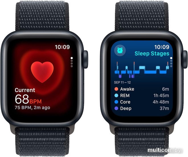 Умные часы Apple Watch SE 2 40 мм (алюминиевый корпус, темная ночь/темная ночь, нейлоновый ремешок)