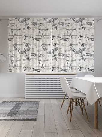 Комплект штор JoyArty Чертежи самолетов 1.45x1.8 м pox_53394_145x180 (2 шт)