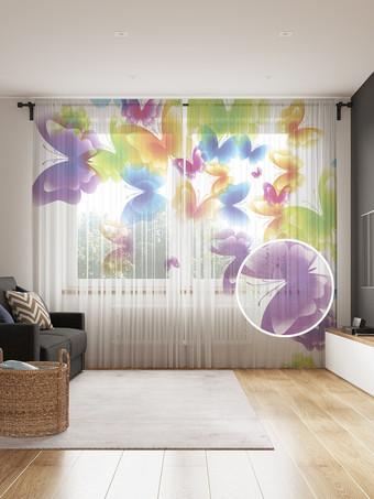 Комплект штор JoyArty Радуга из бабочек 1.45x2.65 м tul_15882_145x265 (2 шт)