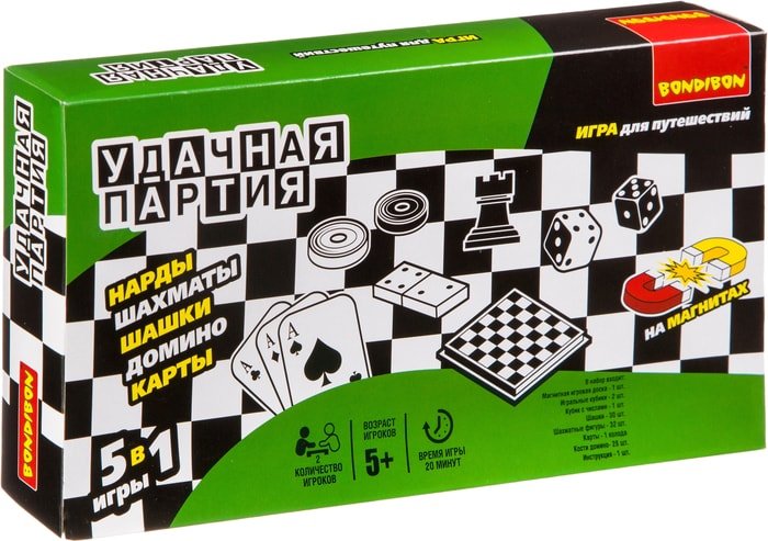 Шахматы/шашки/нарды Bondibon Удачная партия 5в1 ВВ0683
