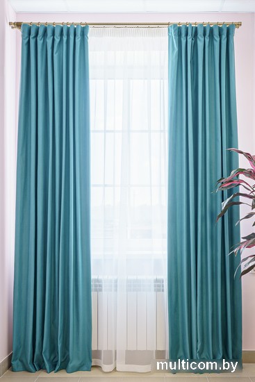 Комплект штор Decoretto Нубук НЯБ-K28 1.25x2.6 м (бирюзовый, 2 шт)