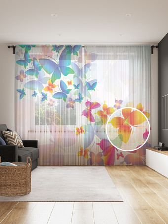 Комплект штор JoyArty Цветные бабочки 1.45x2.65 м tul_13587_145x265 (2 шт)