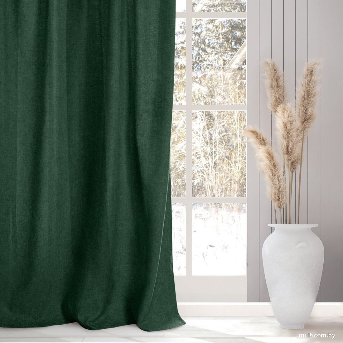 Комплект штор Волшебная ночь Рогожка с подхватами 165x270/791108 (2 шт, изумруд)