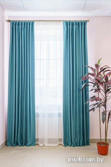 Комплект штор Decoretto Нубук НЯБ-K28 1.25x2.6 м (бирюзовый, 2 шт)